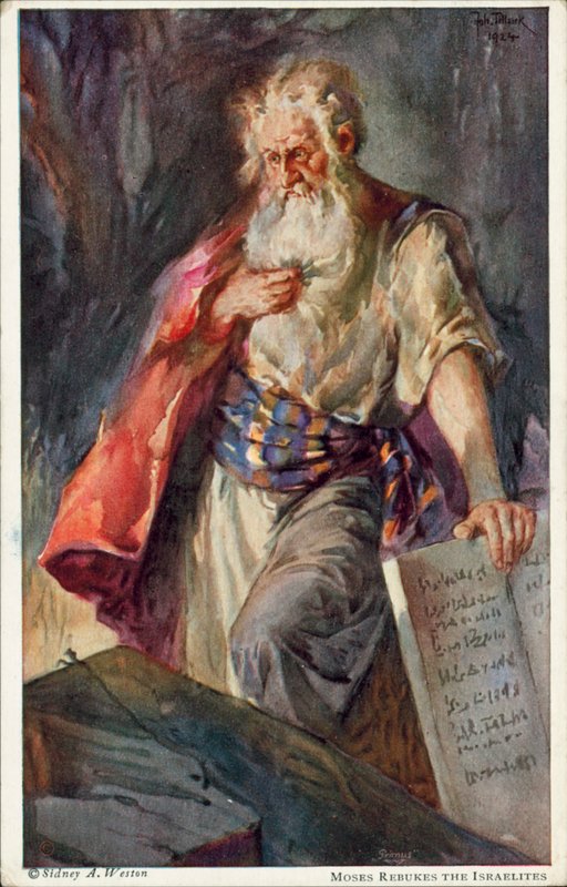 Mojžíš kárá Izraelity (barevná litografie) od Johannes Adolf Tillack