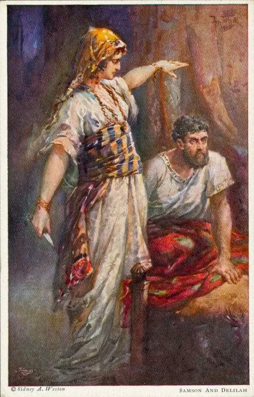 Samson a Dalila (barevná litografie) od Johannes Adolf Tillack