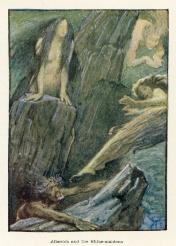 Alherich a rýnské panny od John Byam Liston Shaw