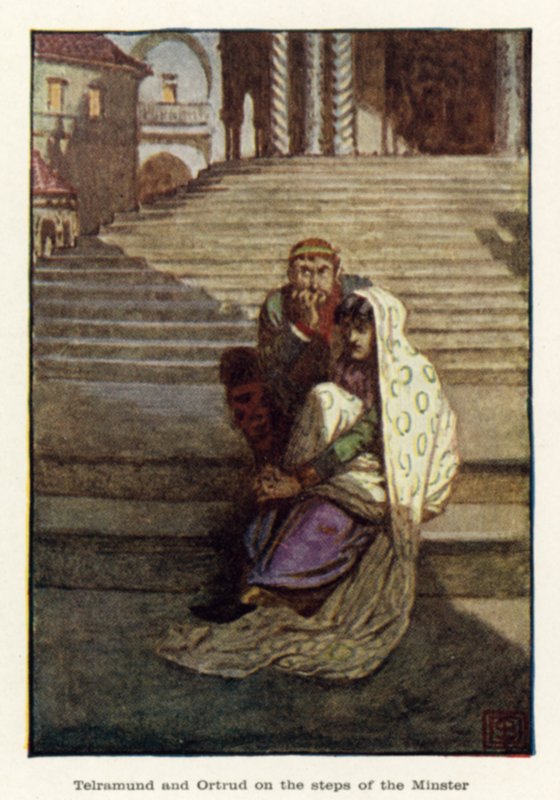 Telramund a Ortrud na schodech katedrály od John Byam Liston Shaw