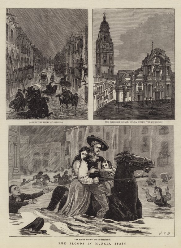 Povodně v Murcii, Španělsko od John Charles Dollman