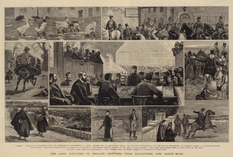 The Land Agitation in Ireland, Sketches from Ballinrobe a Lough Mask od John Charles Dollman