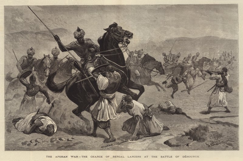 Afghánská válka, obvinění bengálských kopiníků v bitvě u Dehouruk od John Charlton