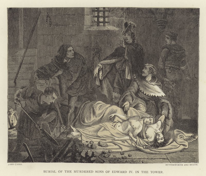 Pohřeb zavražděných synů Edwarda IV ve věži od John Cross