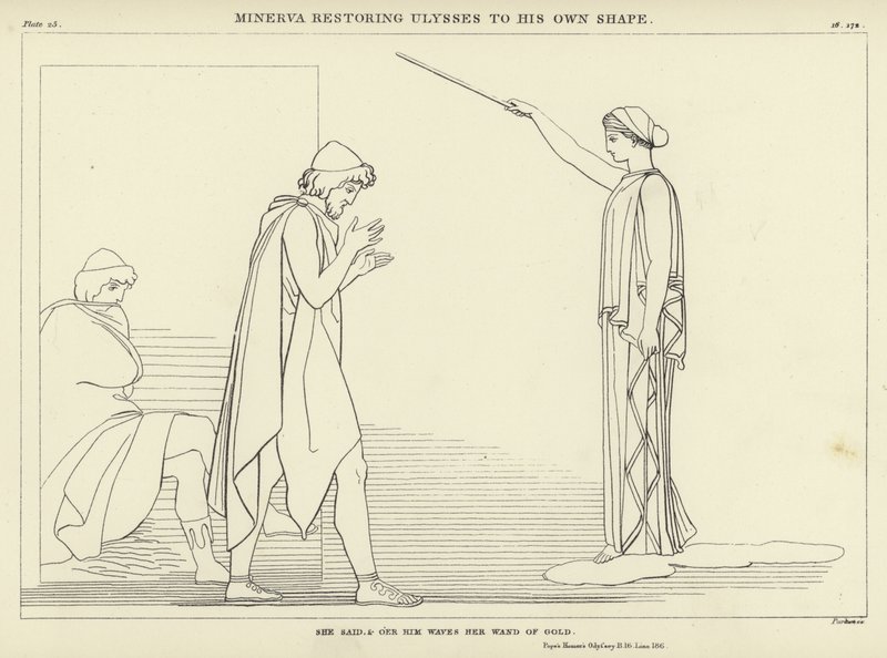 Minerva obnovuje Ulyssese do jeho vlastní podoby od John Flaxman