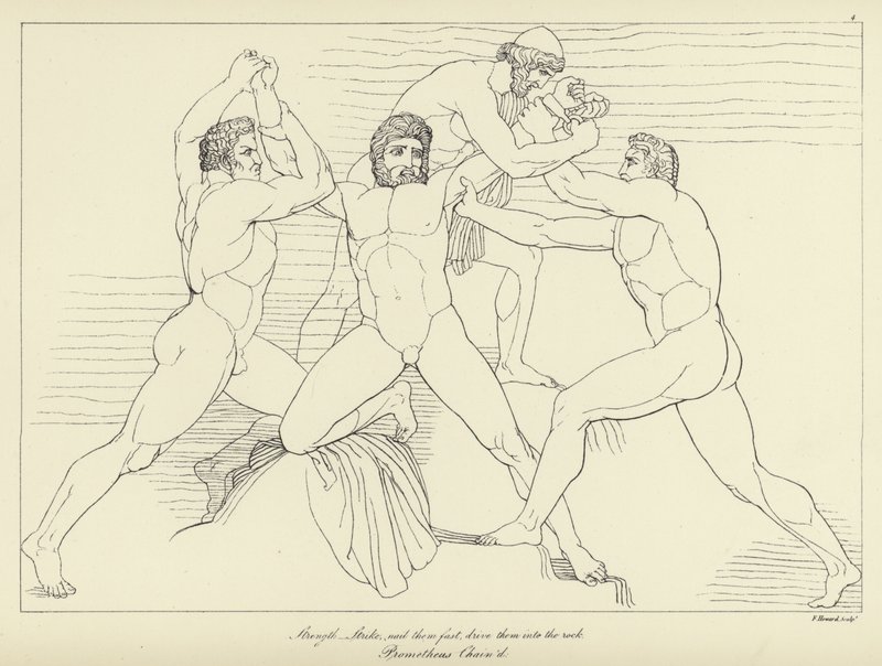 Prometheus připoutaný od John Flaxman
