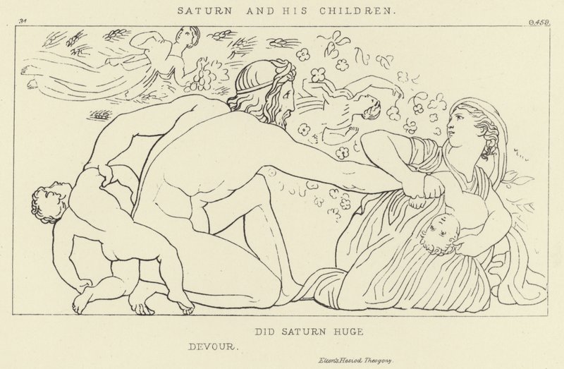 Saturn a jeho děti od John Flaxman