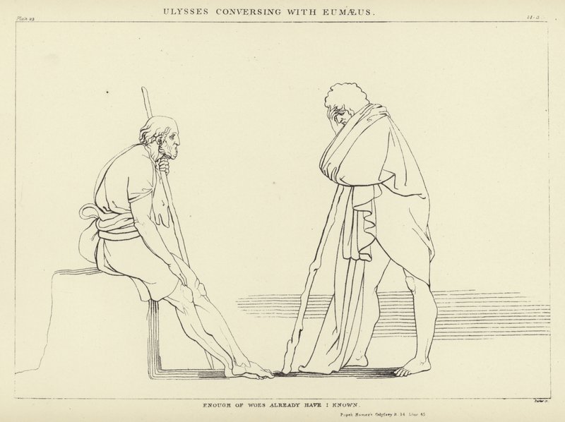 Odysseus hovoří s Eumaeem od John Flaxman