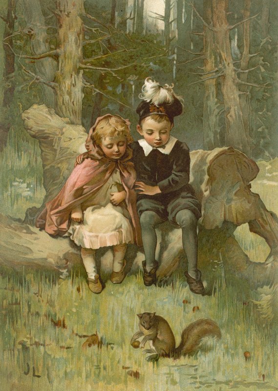 Babes in the Woods (chromolitho) od John Lawson