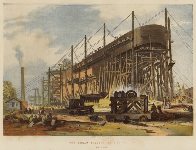 The Great Eastern on Stocks, Stern View od John Wilson Carmichael