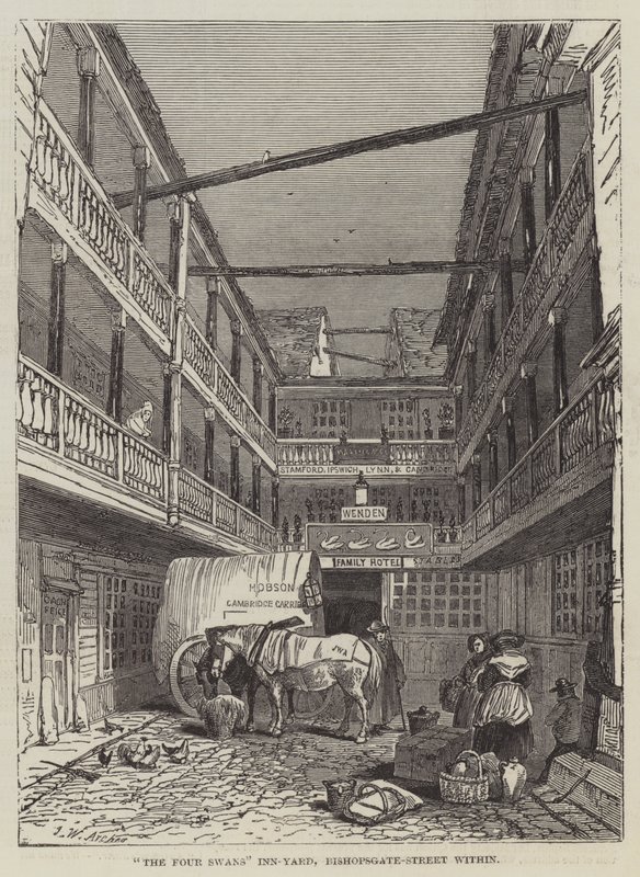 The Four Swans Inn-Yard, Bishopsgate-Street uvnitř od John Wykeham Archer
