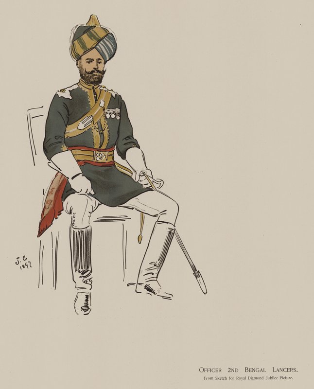 Důstojník 2nd Bengal Lancers (barva lito) od John (after) Charlton