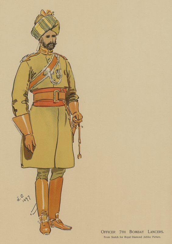 Důstojník 7th Bombay Lancers (barevné lito) od John (after) Charlton