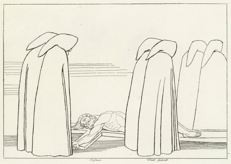 Pokrytci, Inferno, Canto 23 (rytina) od John (after) Flaxman