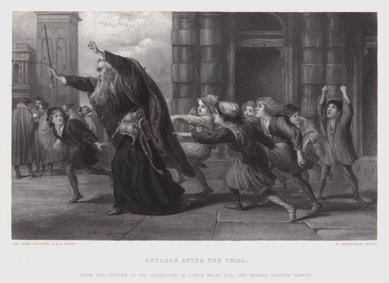 Shylock after the Trial (rytina) od John (after) Gilbert