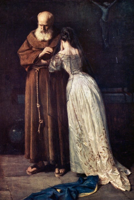 Mnich Lawrence a Julie (barevná litografie) od John (after) Pettie