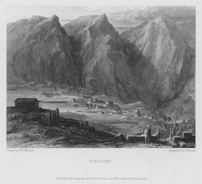 Delphi, Řecko (rytina) od John B. (after) Forrest