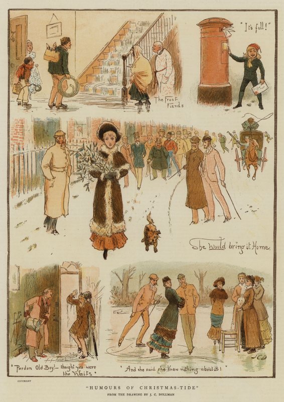 Humours of Christmas-Tide (chromolitho) od John Charles (after) Dollman
