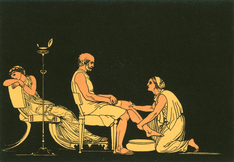 Eurykleia objevila Odyssea od John Flaxman
