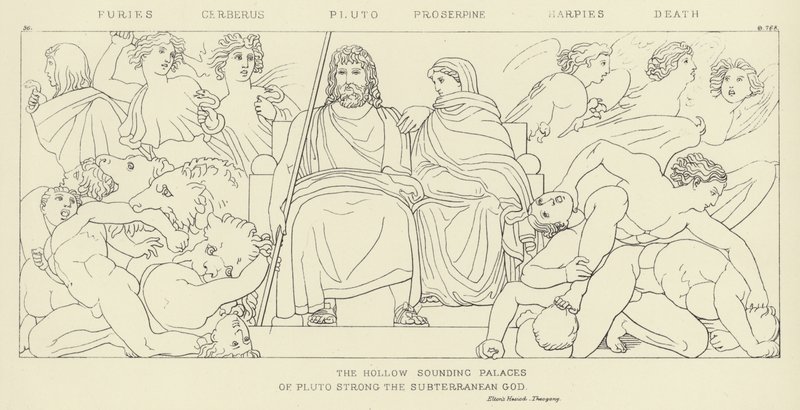 Fúrie, Cerberus, Pluto, Proserpina, Harpyje, Smrt od John Flaxman