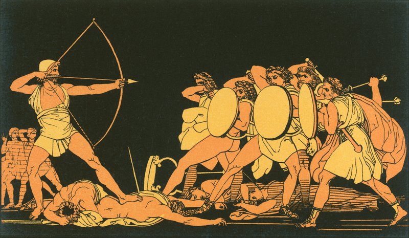 Ulysses zabíjí nápadníky od John Flaxman