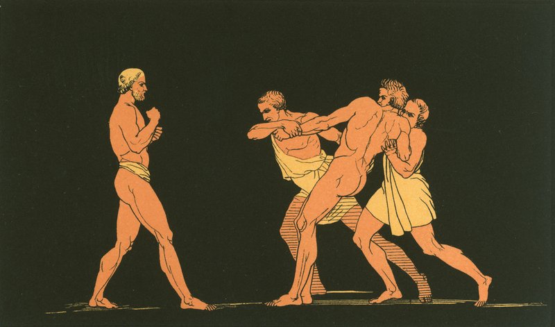 Odysseus se připravuje na boj s Irem od John Flaxman