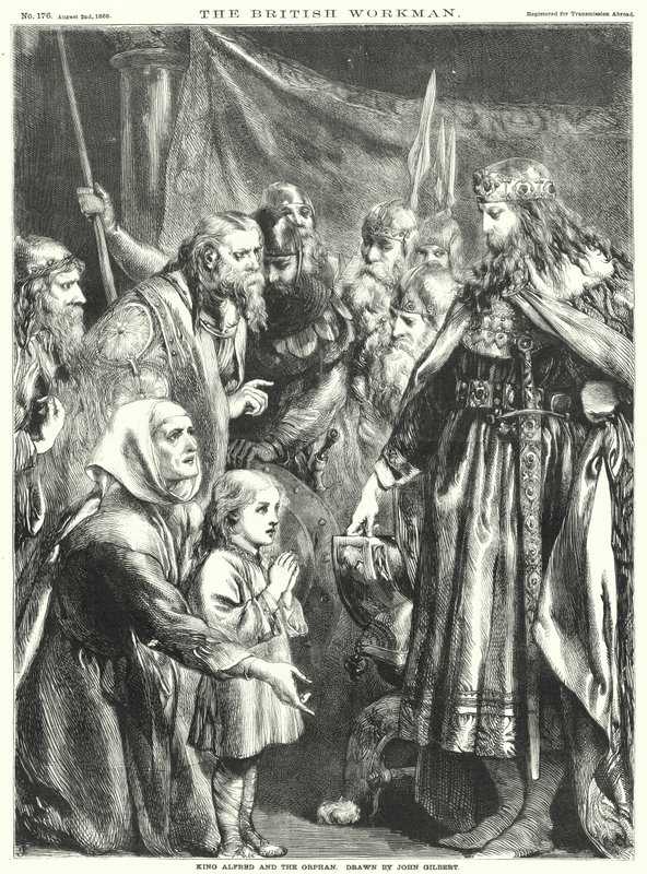 Král Alfred a sirotek (rytina) od John Gilbert