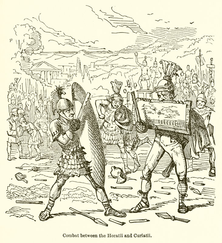 Boj mezi Horatii a Curiatii od John Leech