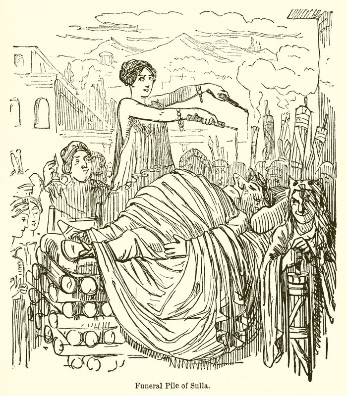 Pohřební hromada Sulla od John Leech
