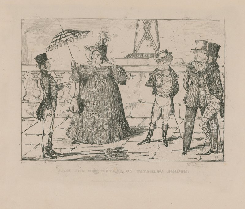 Jack a jeho matka na mostě Waterloo od John Leech