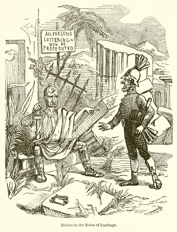 Marius v ruinách Kartága od John Leech