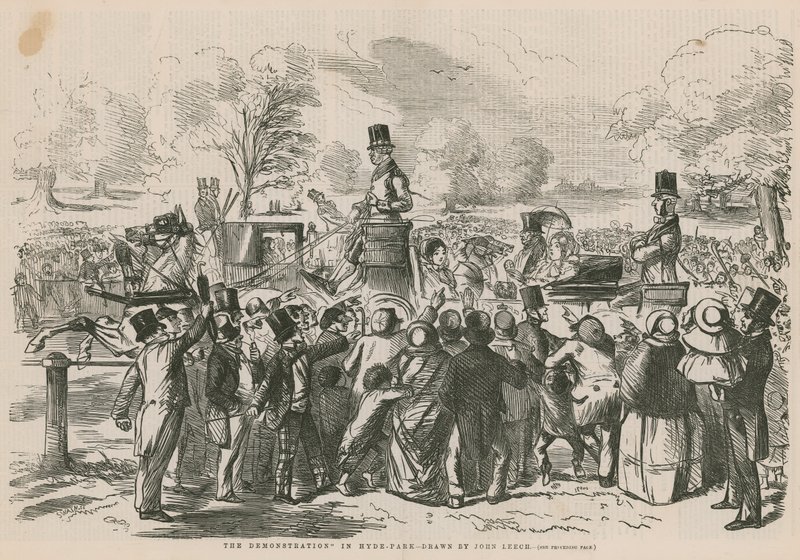 Demonstrace v Hyde Parku od John Leech