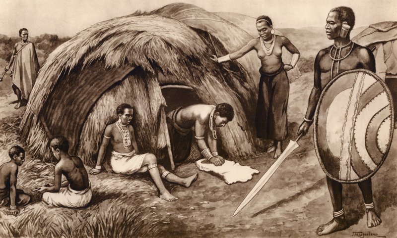 Domorodá rodina v Keni (litografie) od John Macfarlane