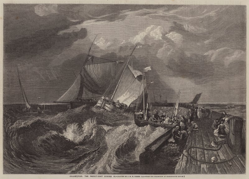 Molo Calais, připlouvající loď paketů od Joseph Mallord William Turner