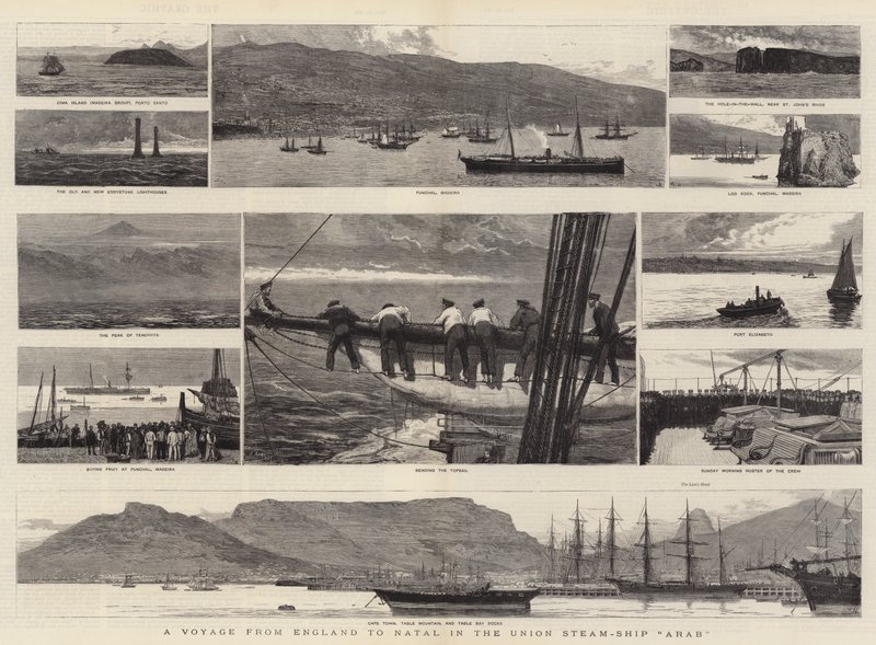 Cesta z Anglie do Natalu v Union Steam-Ship Arab od Joseph Nash