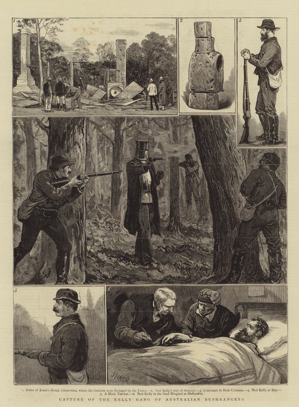Zajetí Kelly Gang australských Bushrangerů od Joseph Nash