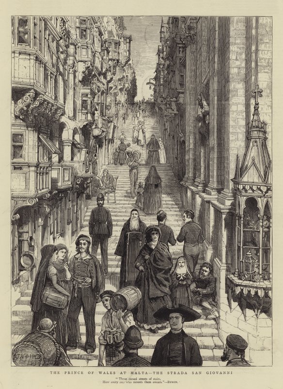 Princ z Walesu na Maltě, Strada San Giovanni od Joseph Nash
