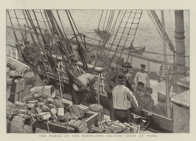The Wreck of the Eider, the Salvage Corps at Work od Joseph Nash