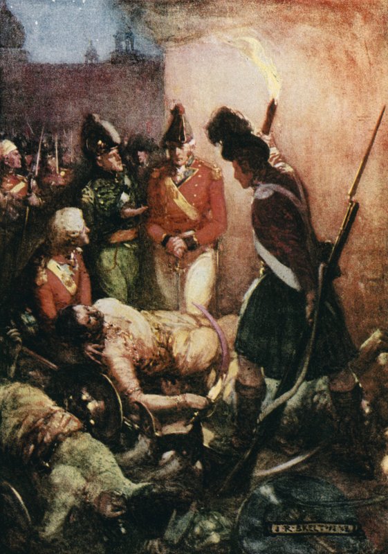 Tělo Tippoo Sultana bylo nalezeno pohřbené pod tělem jejich následovníků od Joseph Ratcliffe Skelton