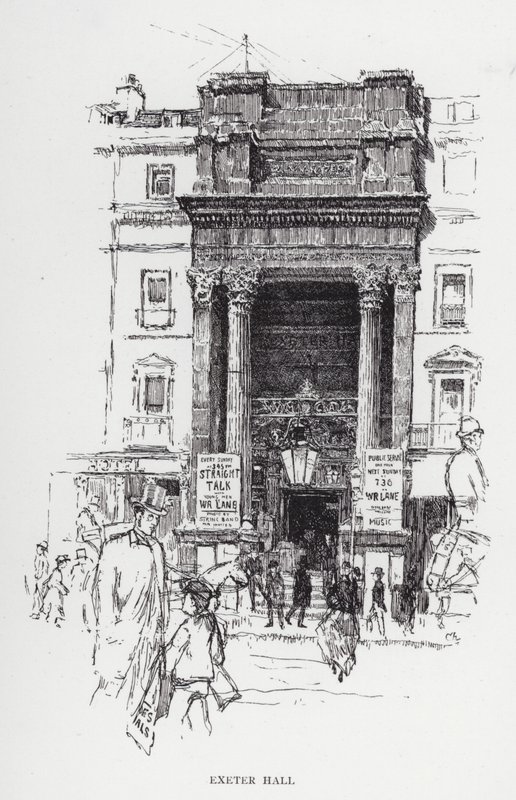 Exeter Hall (litho) od Joseph (after) Pennell