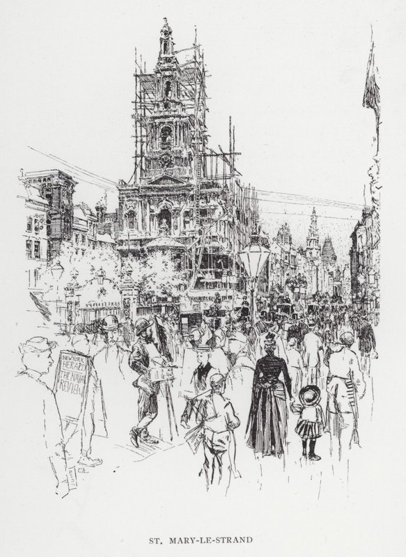 St Mary-le-Strand (litho) od Joseph (after) Pennell