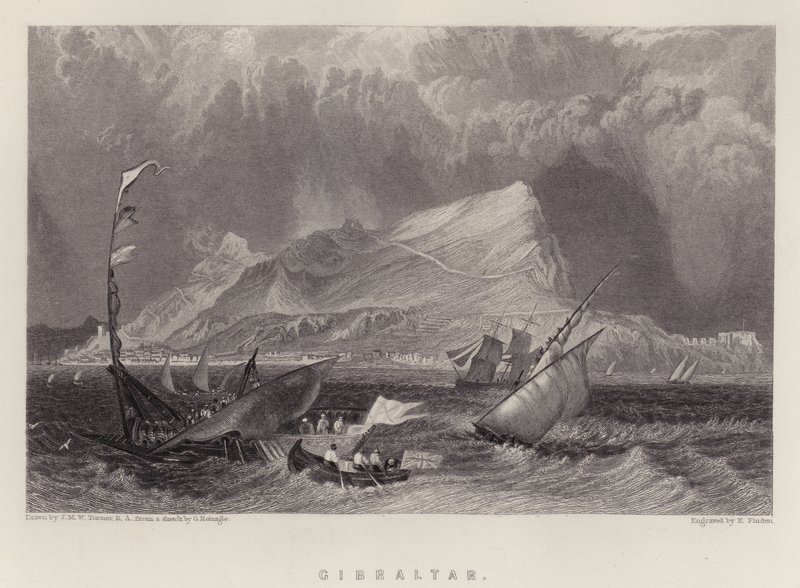 Gibraltar (barva lito) od Joseph Mallord William (after) Turner