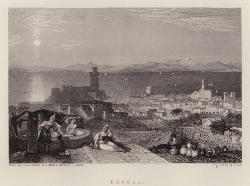 Rhodos (barevné lito) od Joseph Mallord William (after) Turner