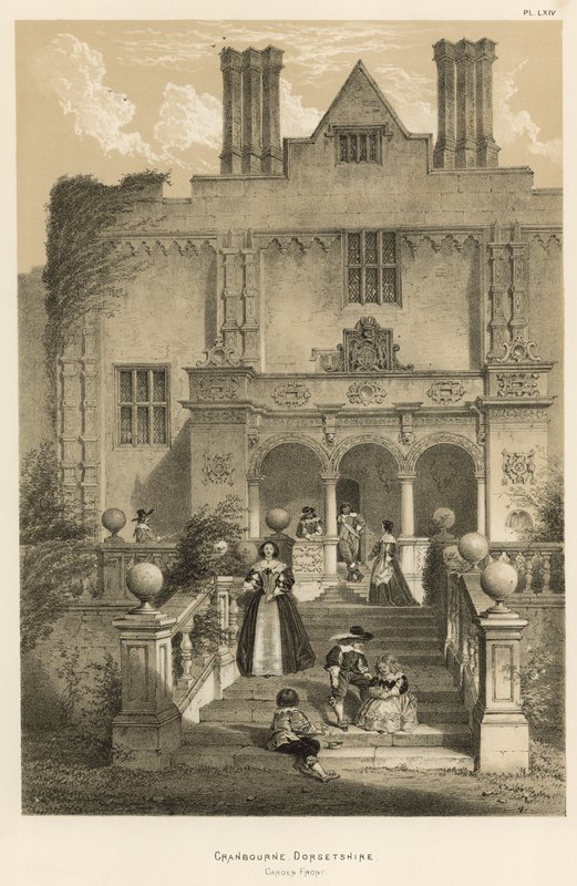 Cranbourne, Dorsetshire, Zahrada před domem od Joseph Nash
