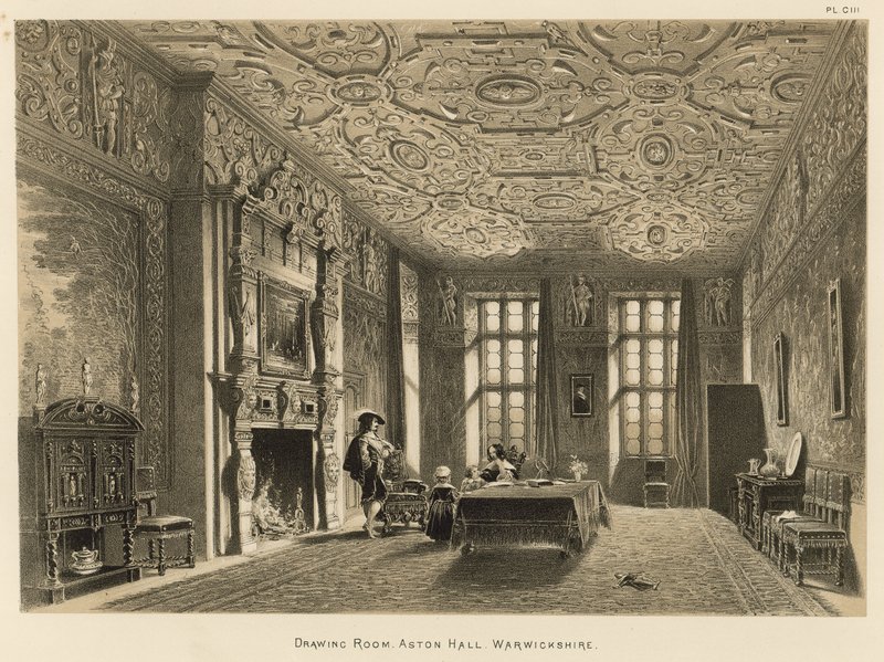 Drawing Room, Aston Hall, Warwickshire od Joseph Nash