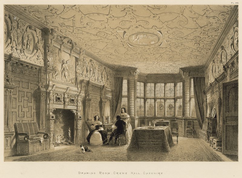 Přijímací místnost, Crewe Hall, Cheshire od Joseph Nash