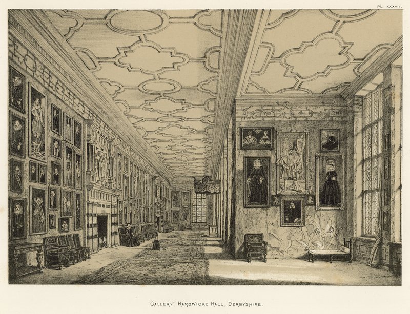 Galerie, Hardwicke Hall, Derbyshire od Joseph Nash