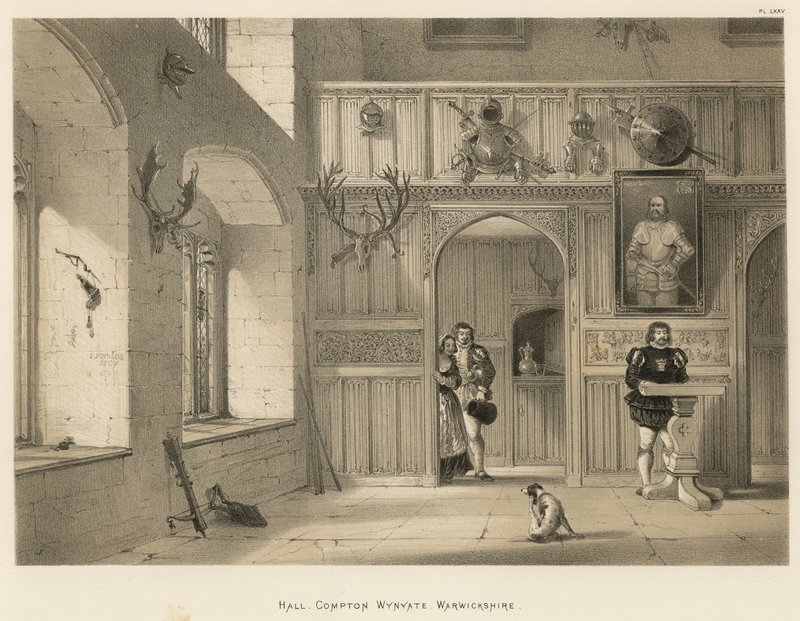 Hall, Compton Wynyates, Warwickshire od Joseph Nash