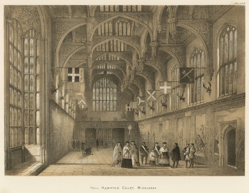 Hall, Hampton Court, Middlesex od Joseph Nash
