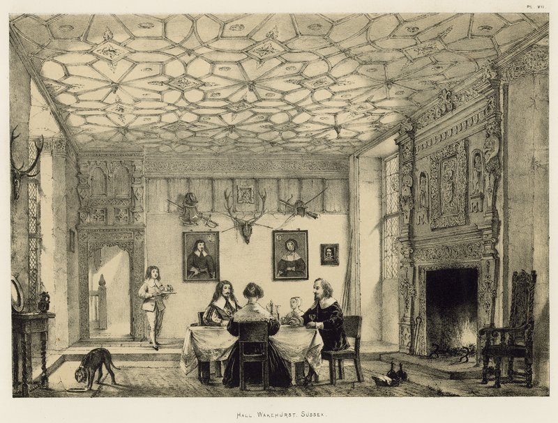 Hall, Wakehurst, Sussex od Joseph Nash